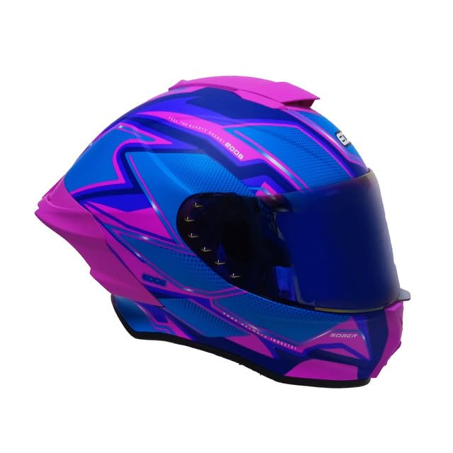Casco Integral Dot/ECE Shanghai Quartz Rosa con Azul Brillante M