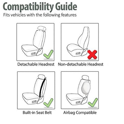 FH GROUP FH-FB351102 Pair Set All Purpose Flat Cloth Built-In Seat Belt Bucket Seat Covers Beige/Black- Fit Most Car, Truck, SUV, or Van