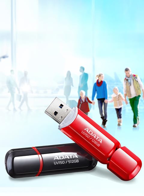ADATA 64 GB Memoria Flash USB 3.0 con Tapa Color Negro con Rojo (Modelo UV150)