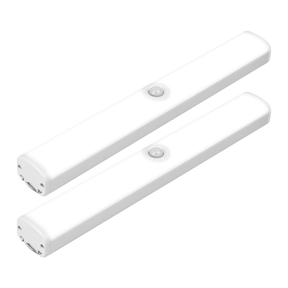 Tecnolite - Paquete de 2 Lámparas Regleta Magnética Recargable 28 cm LED 4 W, Luz de Día, Sensor de Movimiento, Luz Armario, Escalera, Closet, Cocina, Lámparas Portátiles