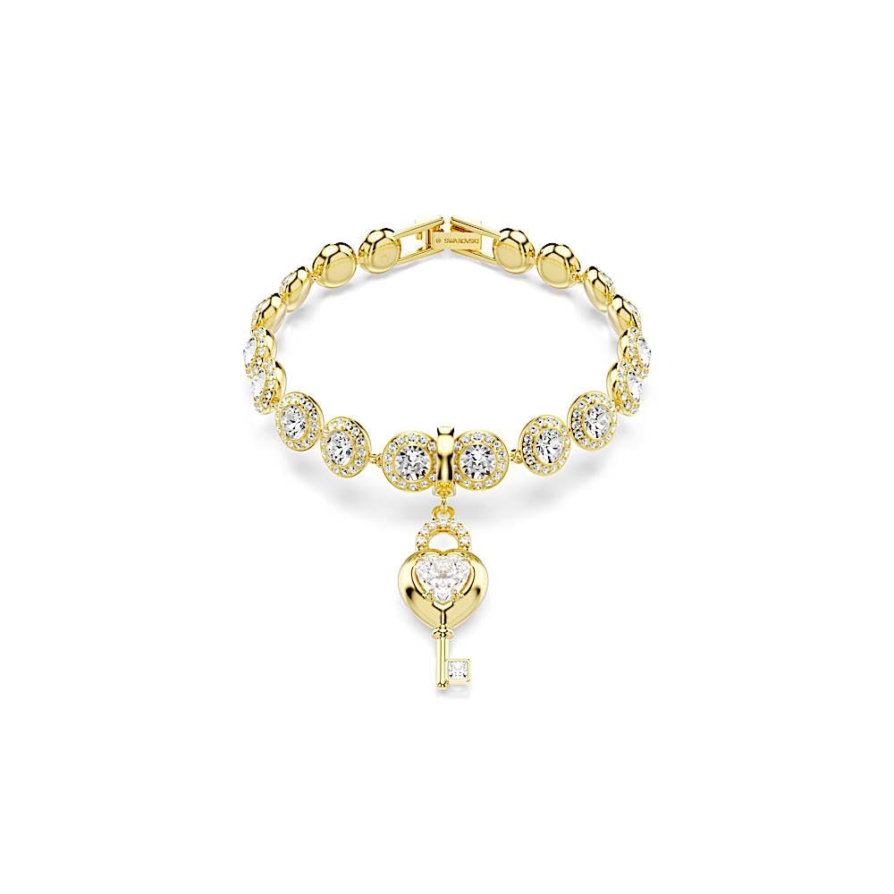 Charm Idyllia, Tallas mixtas, Corazón con llave, Blanco, Acabado en oro de 18 quilates