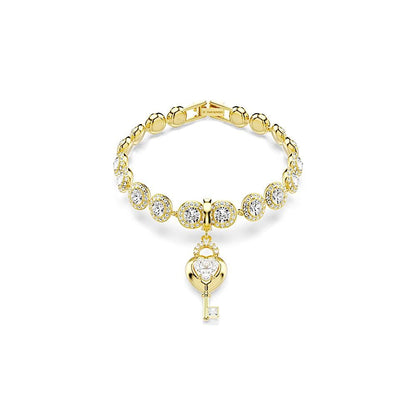 Charm Idyllia, Tallas mixtas, Corazón con llave, Blanco, Acabado en oro de 18 quilates