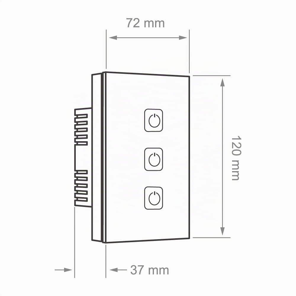 Tecnolite Connect - Apagador Inteligente Táctil WiFi 3 Circuitos, Sin Cable Neutro, Compatible con App móvil, Alexa, Google y Siri, Interruptor Inteligente