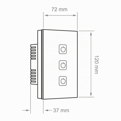 Tecnolite Connect - Apagador Inteligente Táctil WiFi 3 Circuitos, Sin Cable Neutro, Compatible con App móvil, Alexa, Google y Siri, Interruptor Inteligente