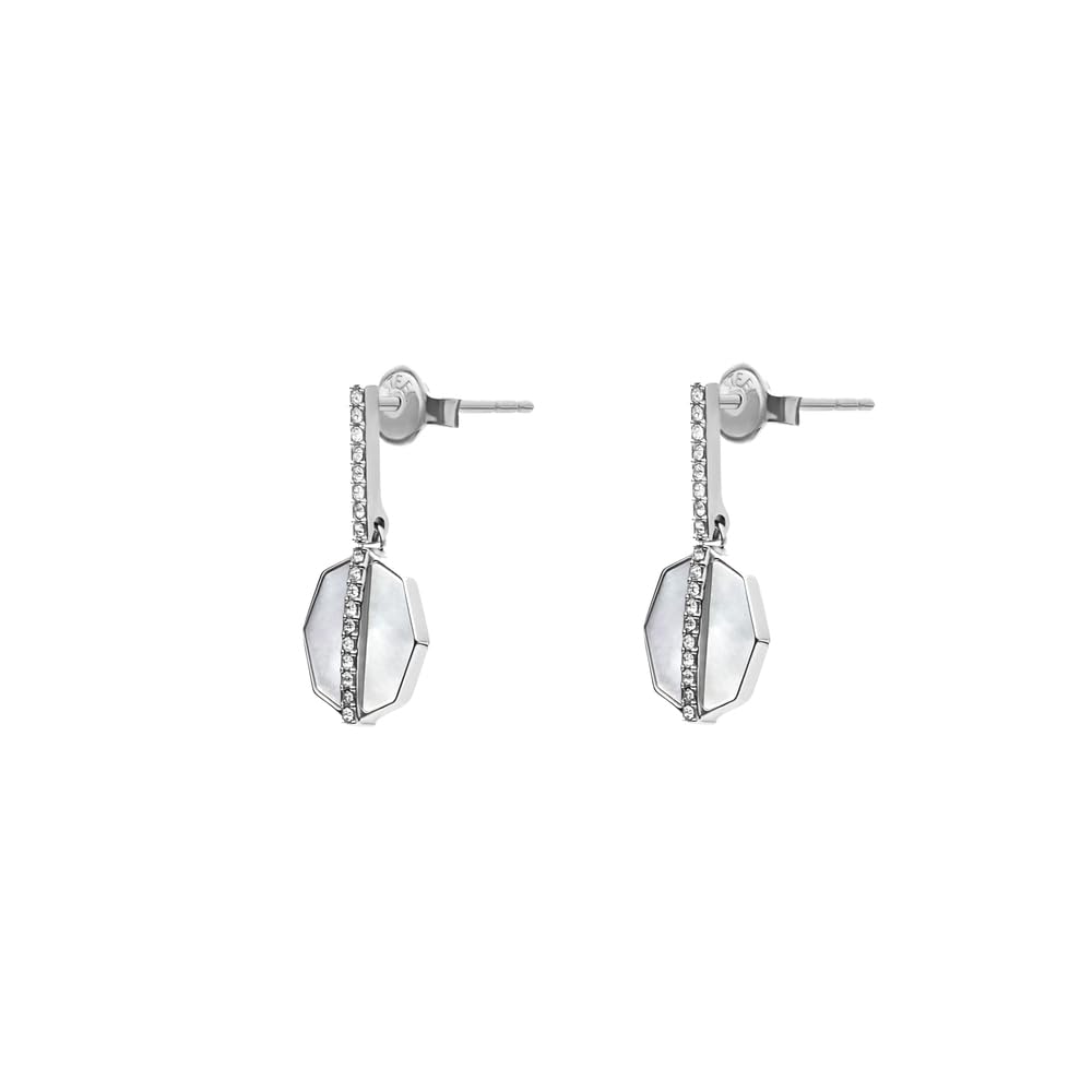 Fossil Ellis - arete de aro de latón brillante para mujer