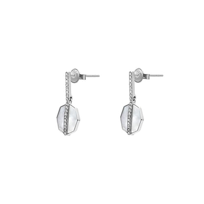 Fossil Ellis - arete de aro de latón brillante para mujer