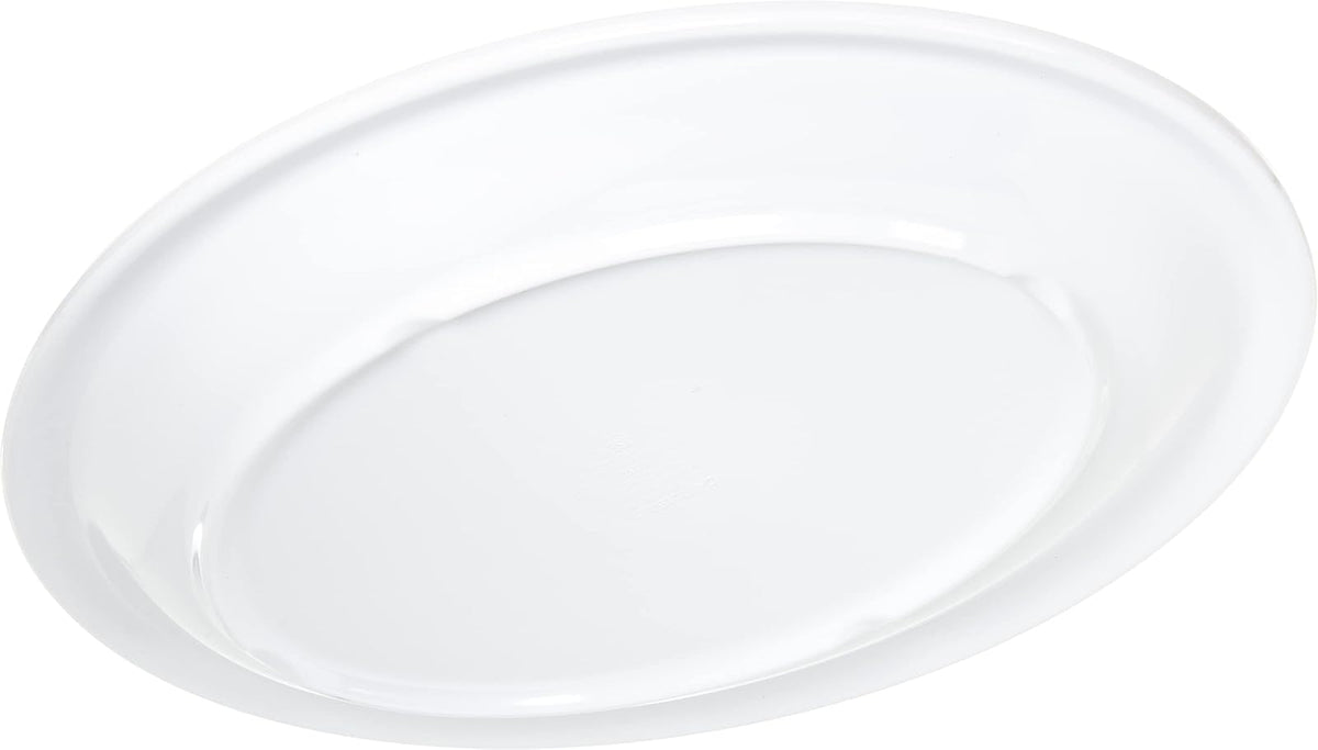 Carlisle FoodService Products Kingline Bandeja ovalada de plástico ovalada para el hogar y el restaurante, melamina, 12 x 9 pulgadas, color blanco (paquete de 12)