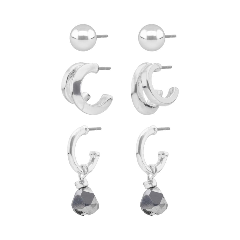 Nine West Aretes Color Plateado Stormy Beads En Forma Varias De Terminado Brillante para Mujer