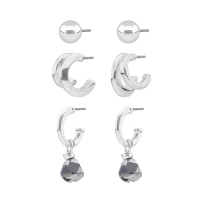 Nine West Aretes Color Plateado Stormy Beads En Forma Varias De Terminado Brillante para Mujer