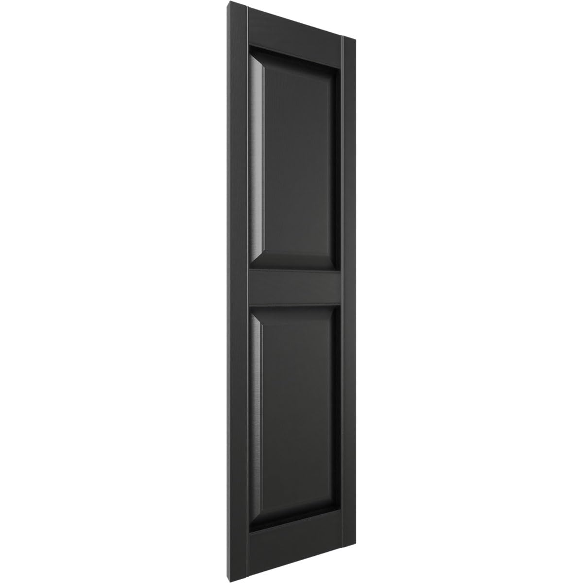Ekena Millwork vinilo estándar dos paneles iguales con persianas elevadas, 14 3/4"W x 43"H, Negro