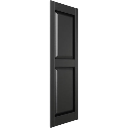 Ekena Millwork vinilo estándar dos paneles iguales con persianas elevadas, 14 3/4"W x 43"H, Negro