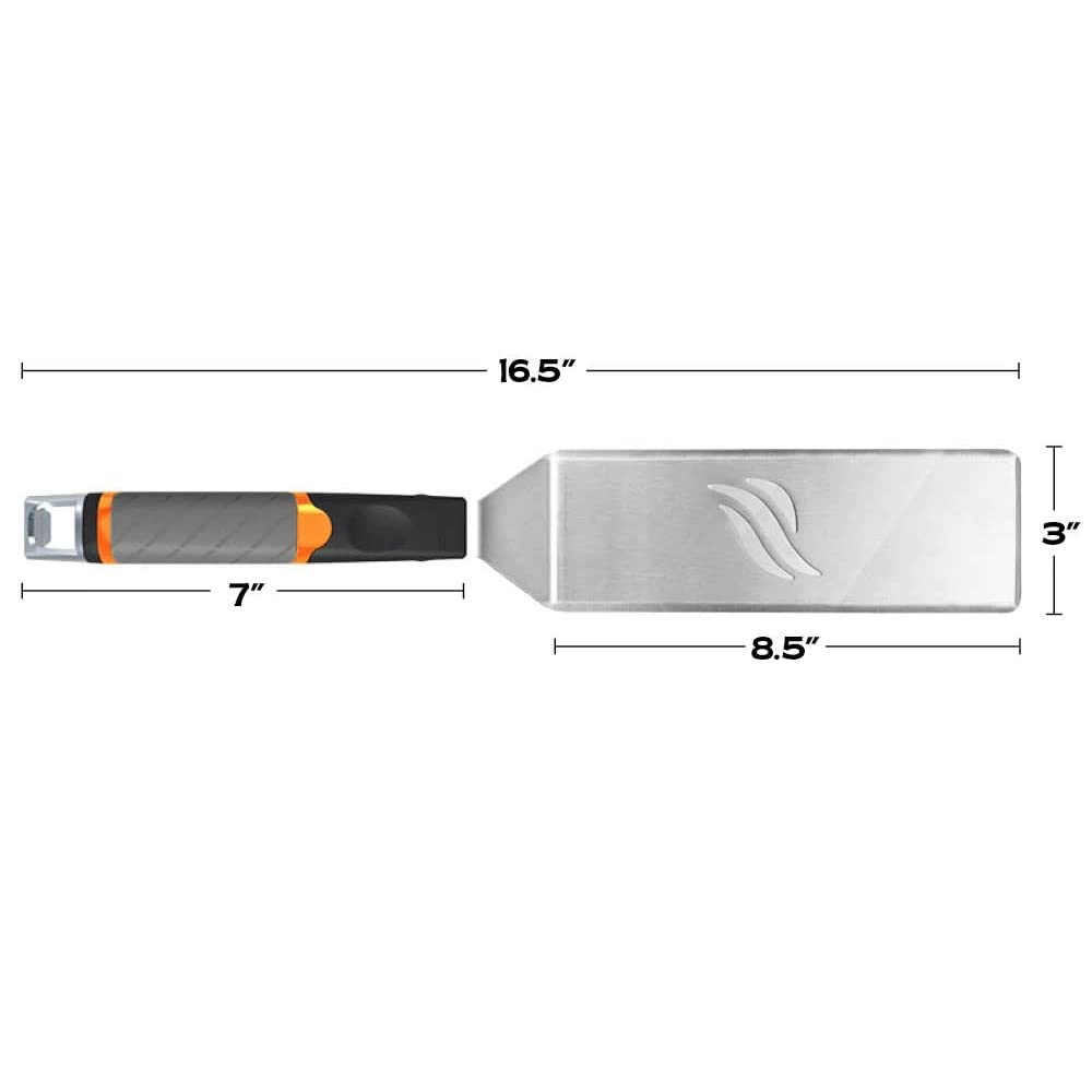 Signature Series Espátula de Acero Inoxidable 5195 | 41.91 cm x 7.62 cm, mango de goma ergonómico antideslizante, resistente al calor, abrebotellas integrado