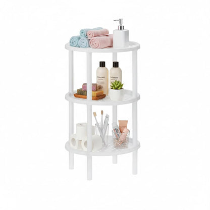 Italhome Estante De Plástico Redondo con 3 Repisas, Organizador Multiusos para Interior Ideal para Almacenamiento Ring