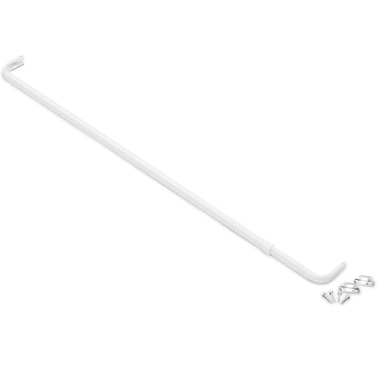 Achim Fantasia - Barra de cortina individual de ancho ajustable de 18 a 28 pulgadas para ventanas con soportes y herramientas, fácil de instalar, color blanco