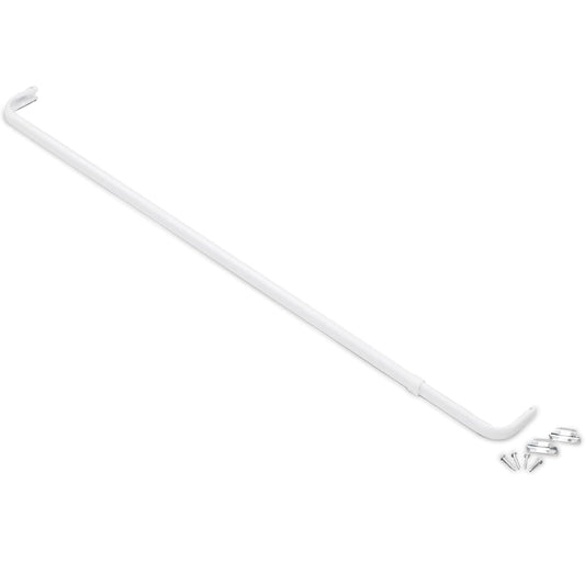 Achim Fantasia - Barra de cortina individual de ancho ajustable de 18 a 28 pulgadas para ventanas con soportes y herramientas, fácil de instalar, color blanco