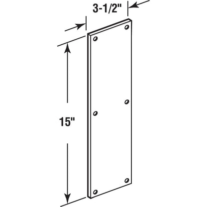 Prime-Line J 4720 Placa de empuje para puerta, 3.5 x 15 pulgadas, acero inoxidable 630
