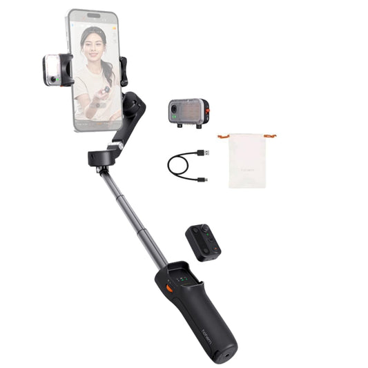 Hohem iSteady V3 Estabilizador para Celular, Gimbal 3 Ejes con AI Tracking sin App, Luz Ajustable, Control Remoto, Selfie Stick, Trípode, iPhone Android, Vlog TikTok Youtube, Negro
