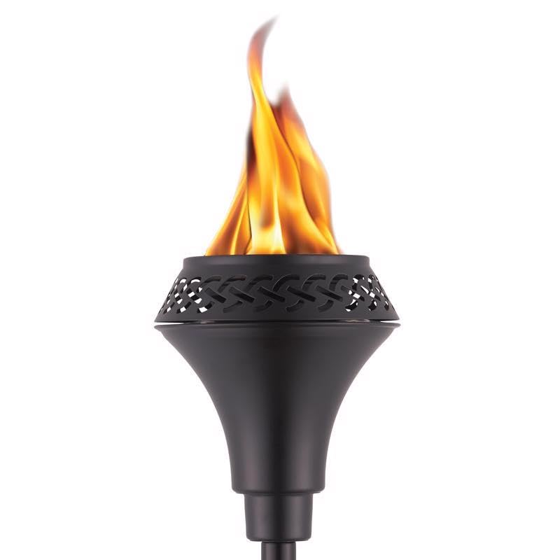 TIKI Island King - Antorcha de metal para exteriores de 65 pulgadas, resistente a la intemperie, decorativa TIKI con mecha de larga duración, recipiente de boca ancha para patio, patio trasero y