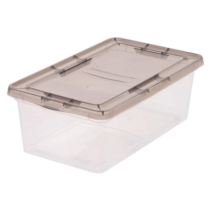 IRIS USA Bin de Almacenamiento Clara/Gris, Libre de BPA, Apilable con Tapa, Paquete de 10, para Organizar Zapatos/Estantes de Armario, Herramientas de Aula, Almacenamiento de Juegos, Clara/Gris