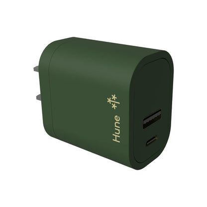 Hune Cargador De Pared Sustentable USB + Tipo C Carga Rápida