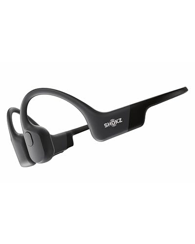 SHOKZ OpenRun Auriculares conducción ósea, audífinos Deportivos inalámbricos de oído Abierto con Bluetooth y micrófono, Open-Ear, Resistentes al Agua IP67 para Correr, USB-C, Negro
