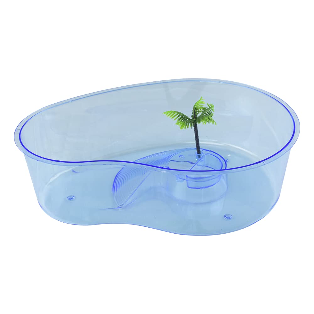 Lomas Tortuguero en Forma de Riñón 12 in (30 cm) para Tortugas Pequeñas con Rampa y Zona Seca Decorativa Colores Surtidos