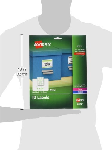 Avery Etiquetas de identificación, tecnología Sure Feed, calcomanía permanente, 2 x 2-5/8 pulgadas, 225 etiquetas (6572)