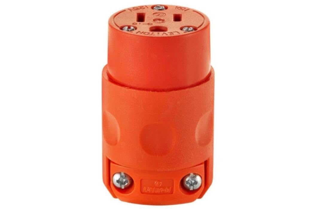Leviton 515CV-000 Conector de PVC, Entrada recta, 15Amp, 125V, color Naranja