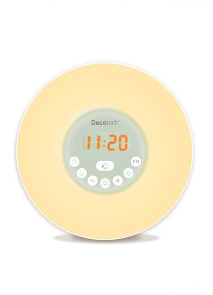 Lexibook, Decotech, Despertador Color Amanecer, luz Despertador, Radio FM, lámpara de cabecera, simulación de Amanecer y Atardecer, 6 Sonidos Naturales, Snooze, luz Nocturna, RL998