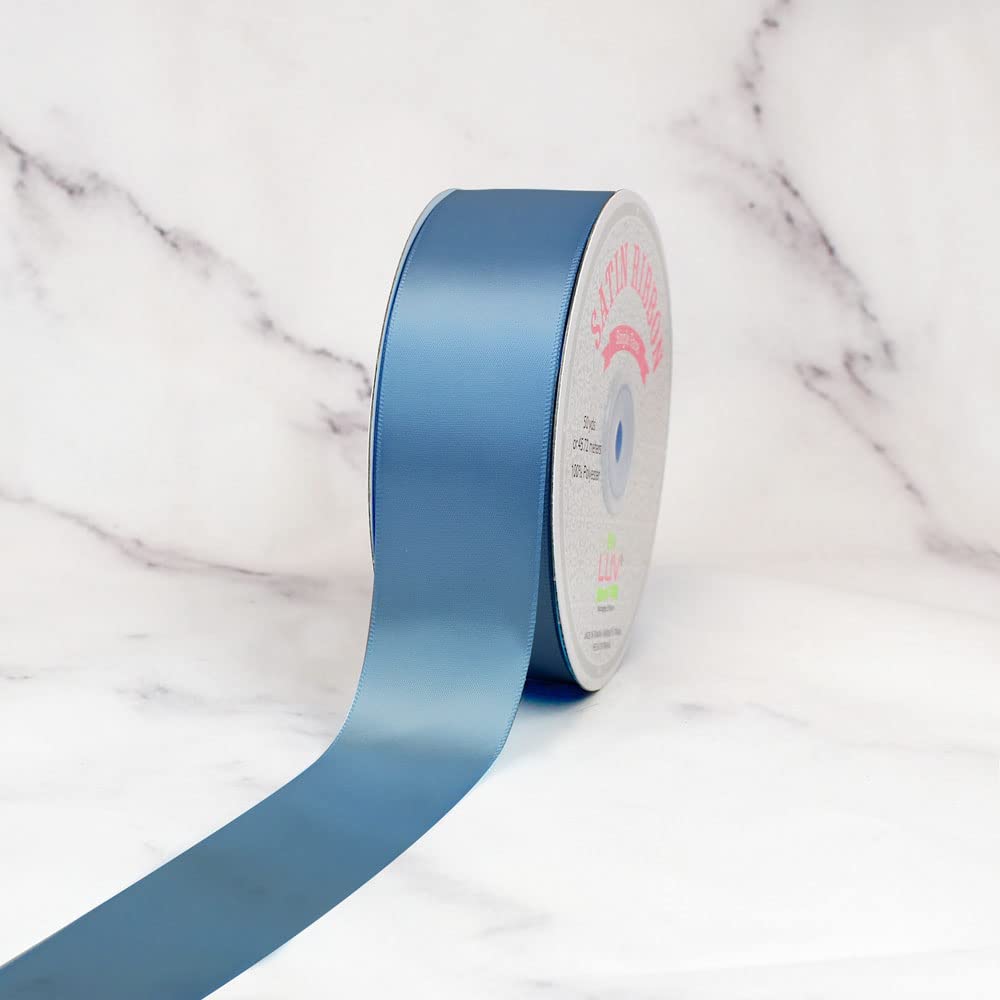 Creative Ideas Solid Satin Ribbon, 1-1/2-Inch by 50 Yard, Antique Blue, Solid