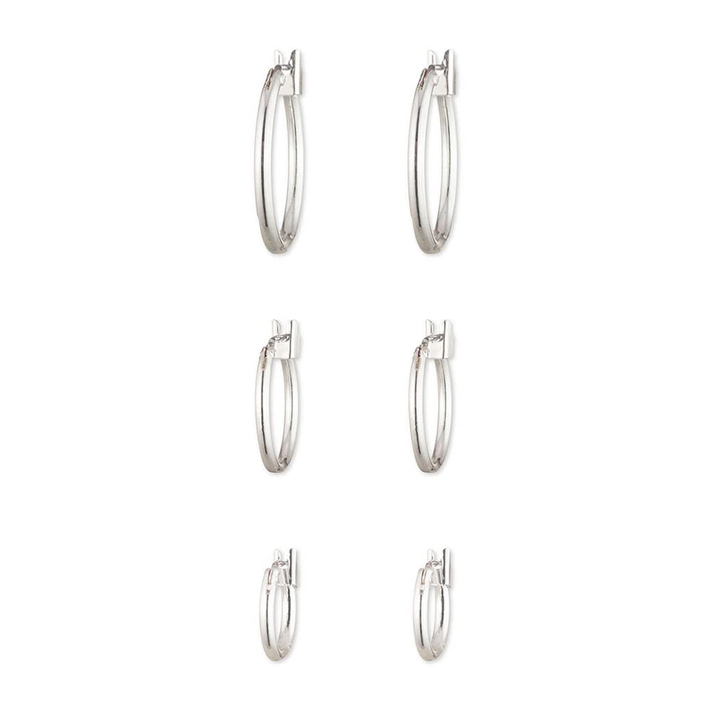 Nine West Aretes Plata con Forma de Arracada en Set de 3 Piezas para Mujer