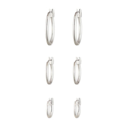 Nine West Aretes Plata con Forma de Arracada en Set de 3 Piezas para Mujer