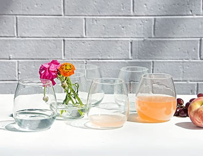 Borgonovo Ducale Stemless - Juego De 6 Vasos De Vidrio De 520 Ml. Vaso Transparente de Cristal para Restaurantes, Fiestas, Bodas, Para Agua, Té, Helado, Cerveza, Jugo, Coctél, Limonada Set de 6 piezas