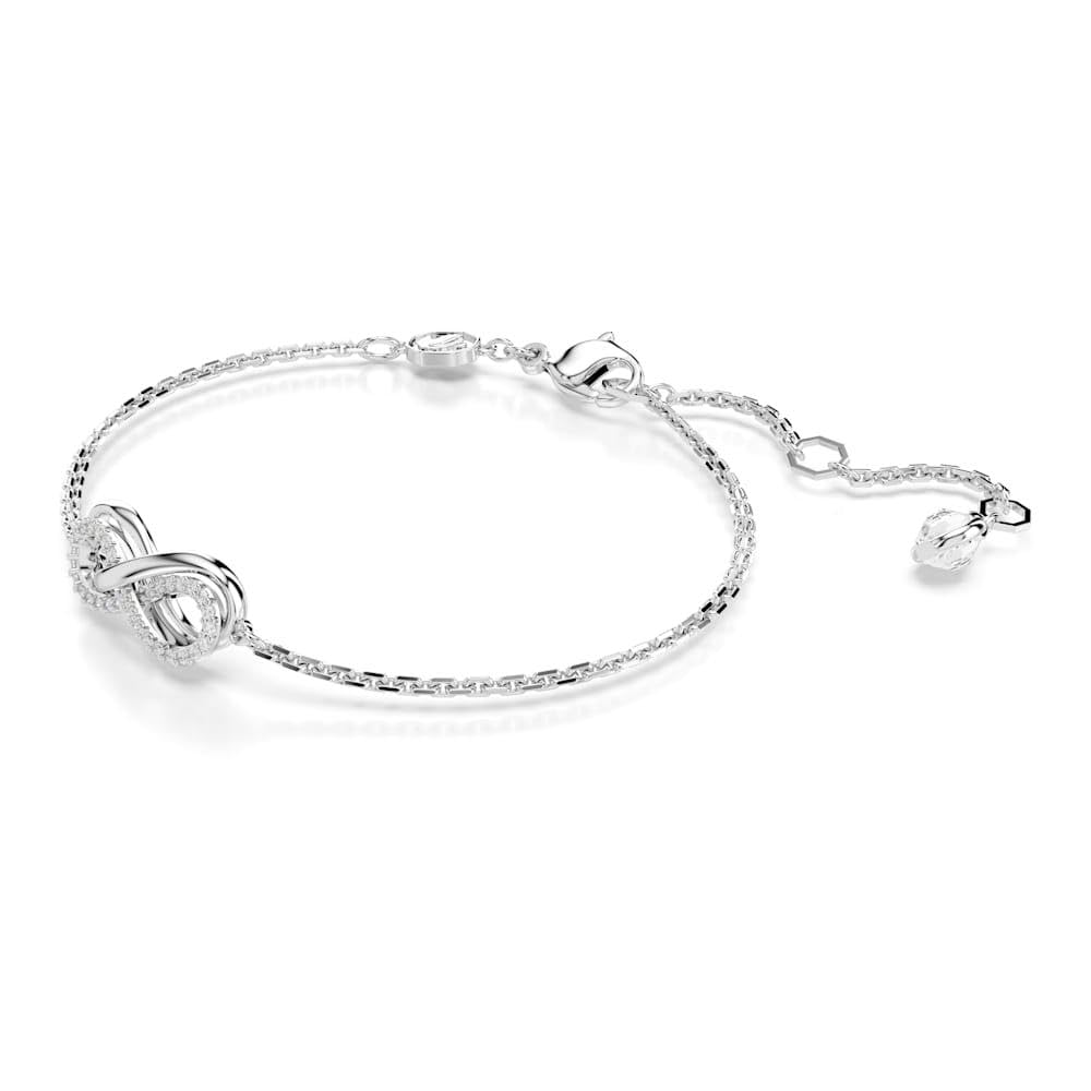 Swarovski Pulsera Hyperbola, Símbolo del infinito, Blanca, Baño de rodio