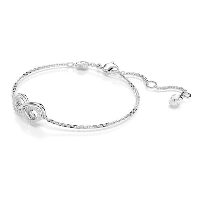 Swarovski Pulsera Hyperbola, Símbolo del infinito, Blanca, Baño de rodio