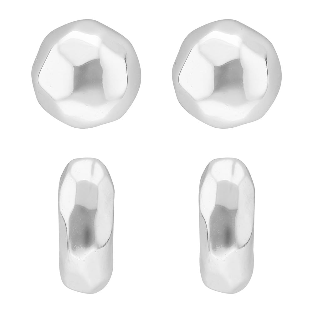 Nine West Aretes Plateado | Color plateado, 2 pares, diseño huggies, aleación de metales