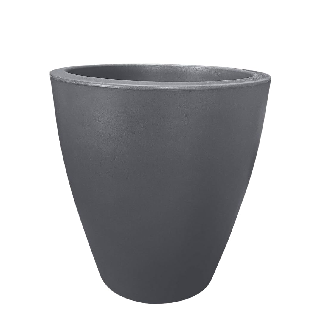 Elly Décor - Maceta de plástico de 17 Pulgadas para jardín con Drenaje, Redonda Grande, Ligera y Extremadamente Duradera, Maceta de plástico para Interior/Exterior, 17 x 15 x 9 Pulgadas, Color Gris
