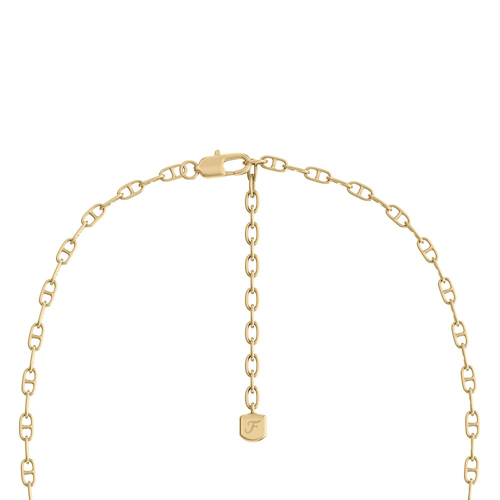 Collar multihebra Heritage D-Link de Fossil para mujer de latón en tono dorado con perlas, JA7321710