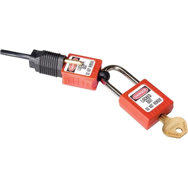 Master Lock S2005 - Bloqueo de clavija eléctrica, color rojo