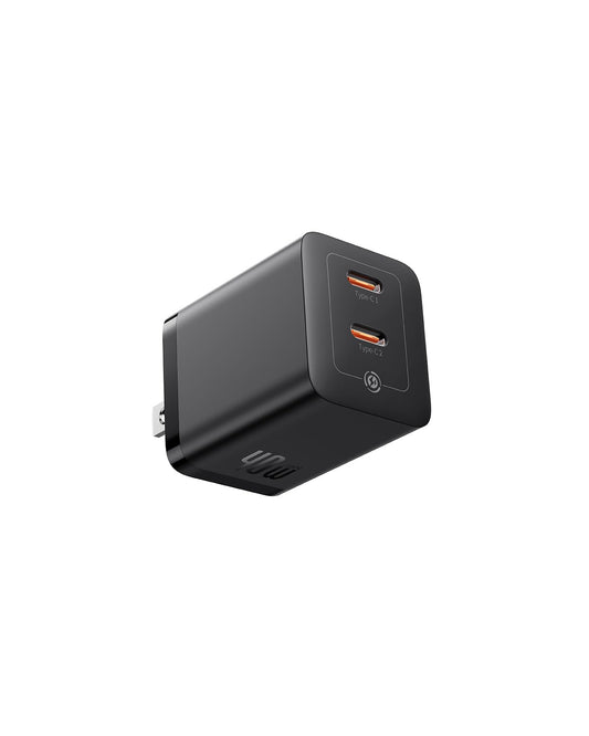 Baseus Cargador USB C de 40 W, Cargador de Pared Dual USB C, 2 Puertos 20 W PD Cargador rápido Bloque Compacto para MacBook Pro/iPhone 14/13/12/11 Pro MAX/XS/XR, Samsung Galaxy, Pixel 4/3, iPad