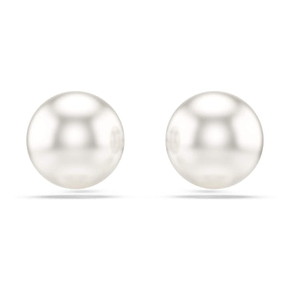 arete Swarovski Matrix, Perla de vidrio, blanco, baño de rodio