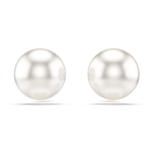 arete Swarovski Matrix, Perla de vidrio, blanco, baño de rodio
