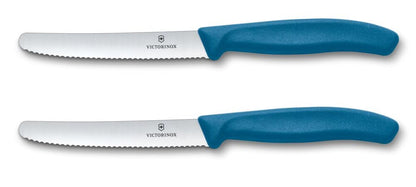 Victorinox Swiss Classic Juego de Cuchillos para Tomate y Mesa - Nuevo diseño - Azul - 11 cm