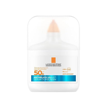 La Roche-Posay Anthelios UVAIR SPF 50+, Serum Protector Solar invisible 50 ml. Textura ligera. Con Ácido Hialurónico, Niacinamida y Vitamina E.