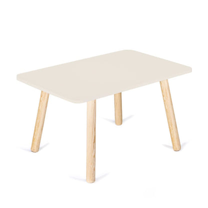 DUDUK Mesa Rectangular Infantil de Madera, Estilo Montessori, 2 a 9 años - 90 cm x 60 cm x 50 cm - Blanco ostión