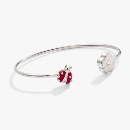 Alex and Ani Brazalete Flexible Mariquita y Margarita | Brazalete Abierto para Mujer | Esmalte, Cristal | Pulsera de Flor para Mujer | Joyería Floral