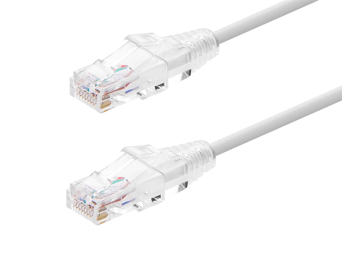 Monoprice Cable Ethernet Cat6 SlimRun 0.9 m (3 pies), Morado - 10ft - Blanco