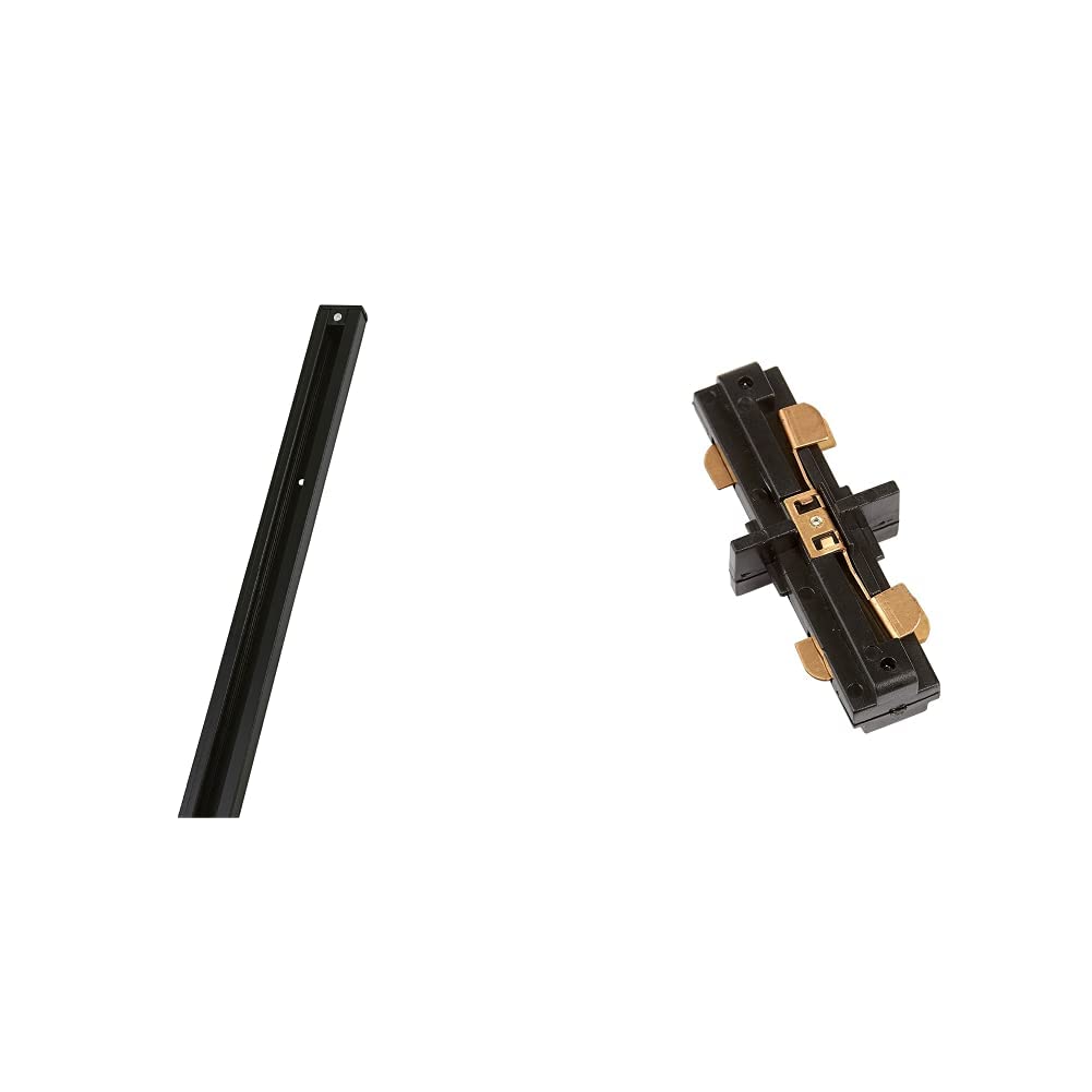 Tecnolite Riel, color Negro, 1 m YS-100/N + Conector Recto para Riel, color Negro YS-I/N