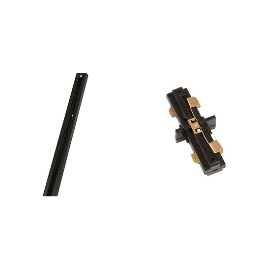 Tecnolite Riel, color Negro, 1 m YS-100/N + Conector Recto para Riel, color Negro YS-I/N