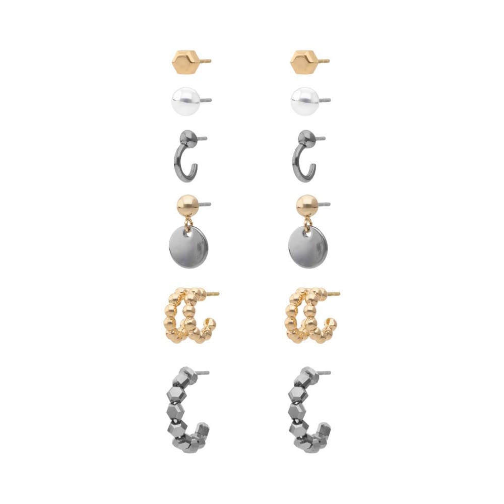 Nine West Set 6 Aretes CEn Forma Varias Tipo Boton De Terminado Brillante para Mujer